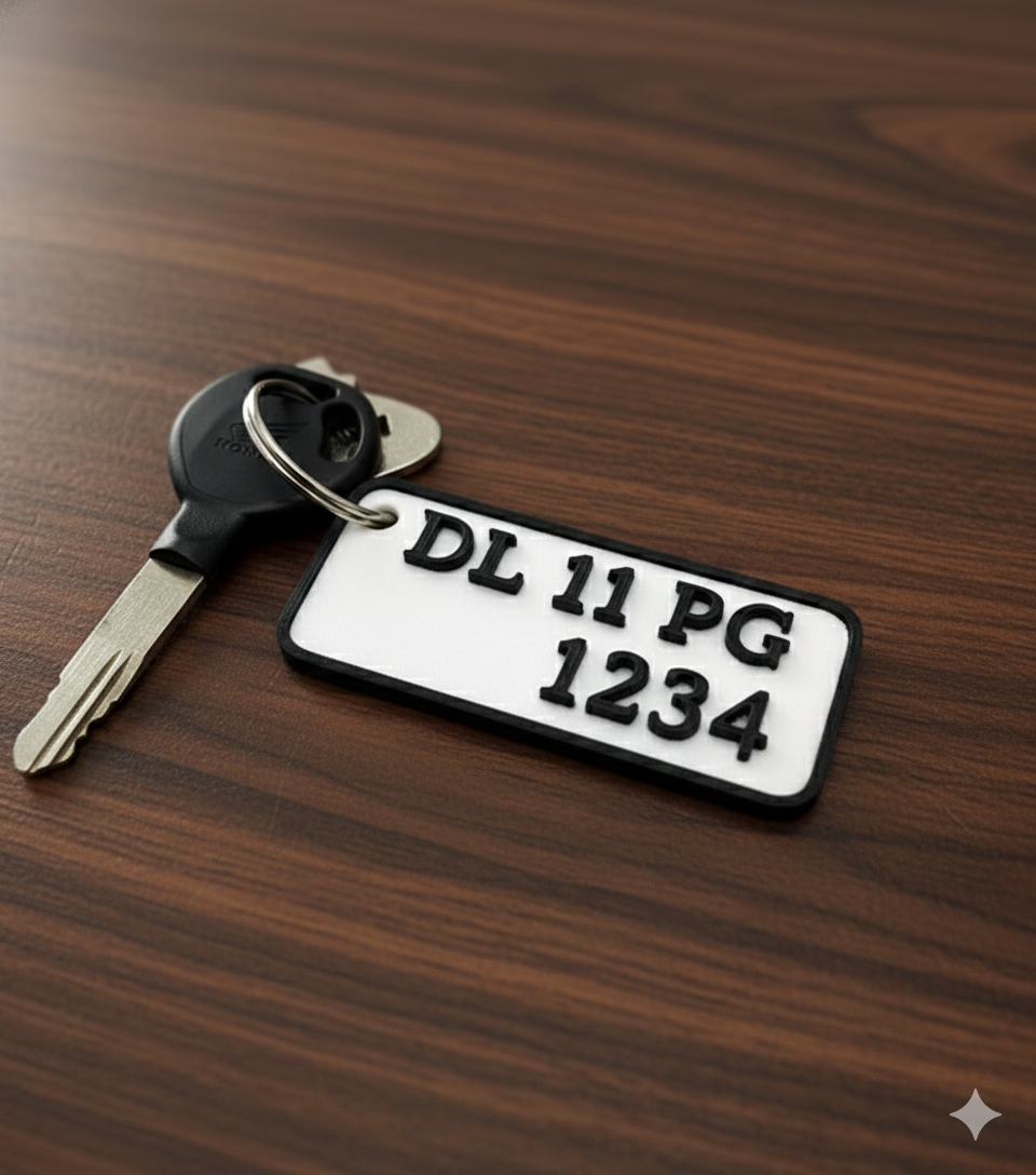 Customized Number Plate Keychain for Bikes and Cars Personalized Printed Gift Long Size printed