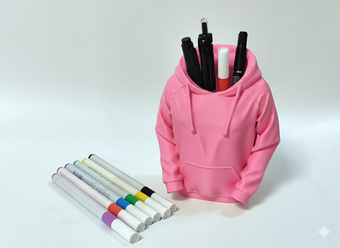 3D Printed Hoodie Pen Holder | Funky Desk Organizer & Pen Stand | Stylish Stationery Holder for Office & Study Table