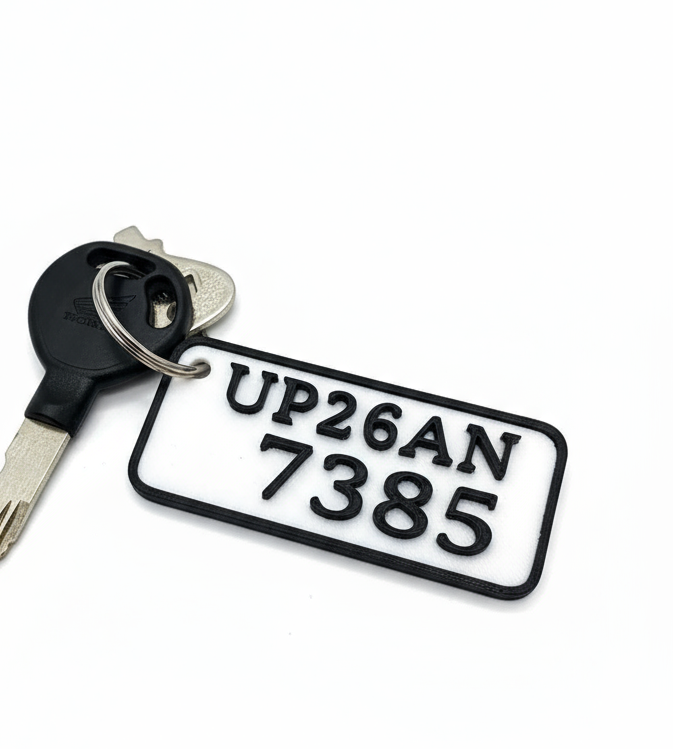 Customized Number Plate Keychain for Bikes and Cars Personalized Printed Gift Long Size printed